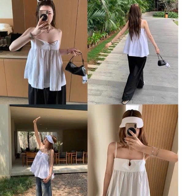 𝗫𝗶𝘂 𝗟𝗶𝗻𝗲𝗻 - Áo Babydoll Cổ Viền Trắng/Đen