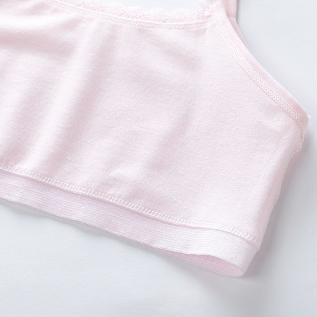 SET 3 Áo lá bé gái tuổi dậy thì cotton dày dặn thấm hút kiểu dáng basic viền ren cute LANIXA