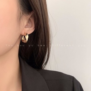 Khuyên tai hợp kim xếp ly cao cấp, phong cách đơn giản thanh lịch