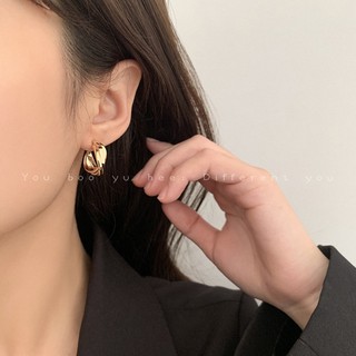 Khuyên tai hợp kim xếp ly cao cấp, phong cách đơn giản thanh lịch