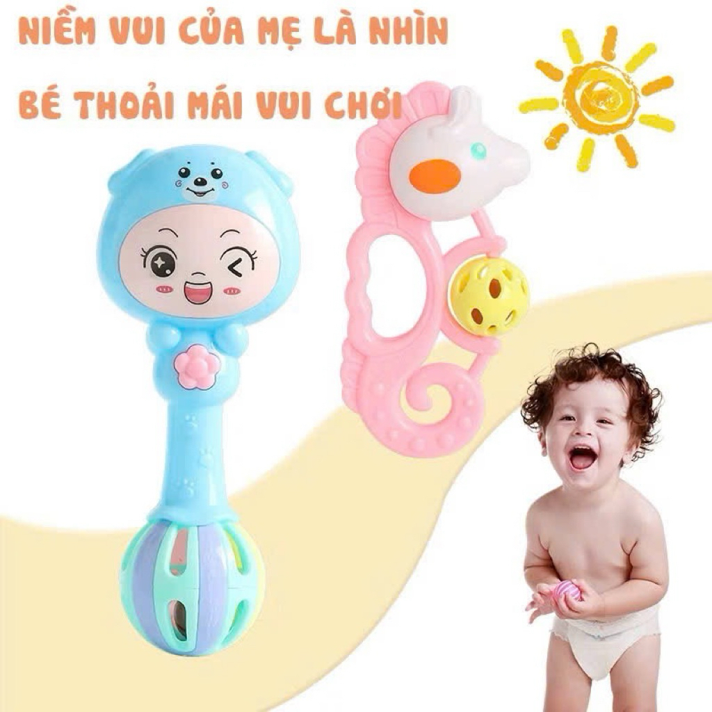 Sét 7 món xúc xắc lục lạc có âm thanh cho bé nhựa ABS an toàn cho bé sơ sinh đồ chơi cho bé sơ sinh