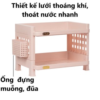 Kệ chữ nhật 2 tầng 3 tầng nhựa Việt Nhật úp chén đũa, gia vị, đồ dùng nhà bếp ms: 5528-2/5528-3