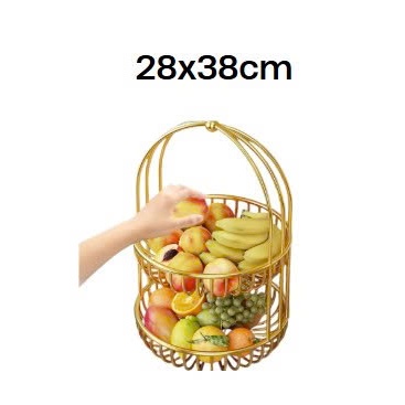 Giỏ Trái Cây Hoa Quả 2 Tầng Bằng Thép Không Gỉ Chắc Chắn 28x38cm
