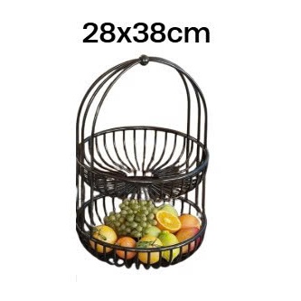 Giỏ Trái Cây Hoa Quả 2 Tầng Bằng Thép Không Gỉ Chắc Chắn 28x38cm