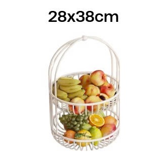 Giỏ Trái Cây Hoa Quả 2 Tầng Bằng Thép Không Gỉ Chắc Chắn 28x38cm
