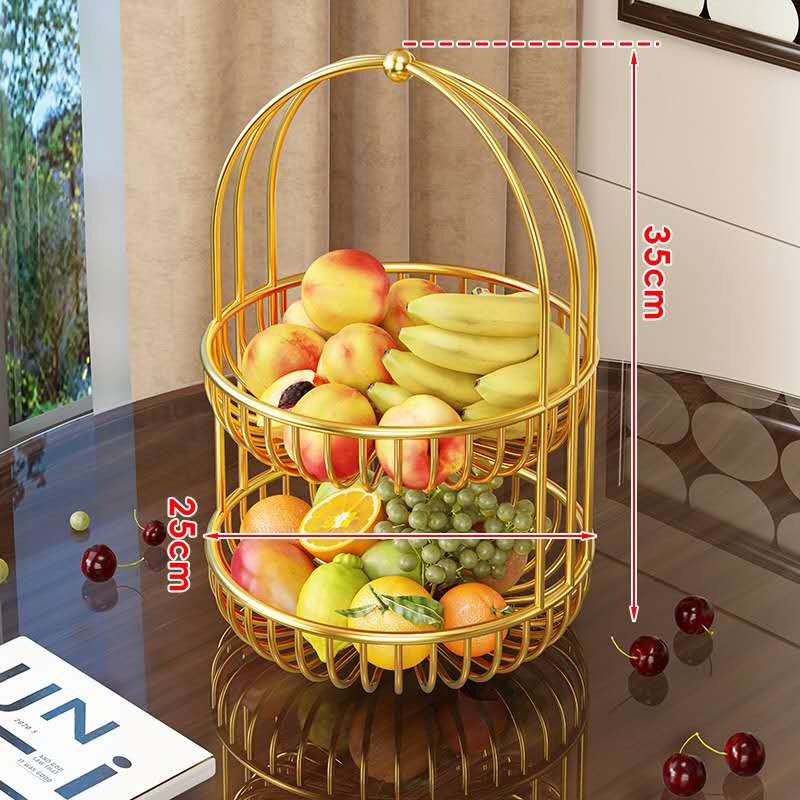 Giỏ Trái Cây Hoa Quả 2 Tầng Bằng Thép Không Gỉ Chắc Chắn 28x38cm