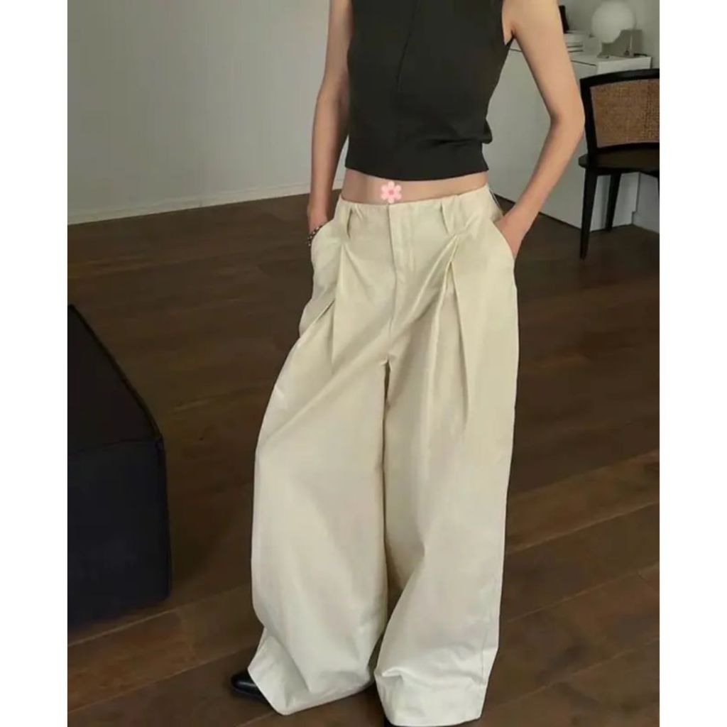 Quần Kaki Cạp Trễ Ống Rộng Basic Modern Girl Phong Cách Hàn Quốc | BigBuy360 - bigbuy360.vn