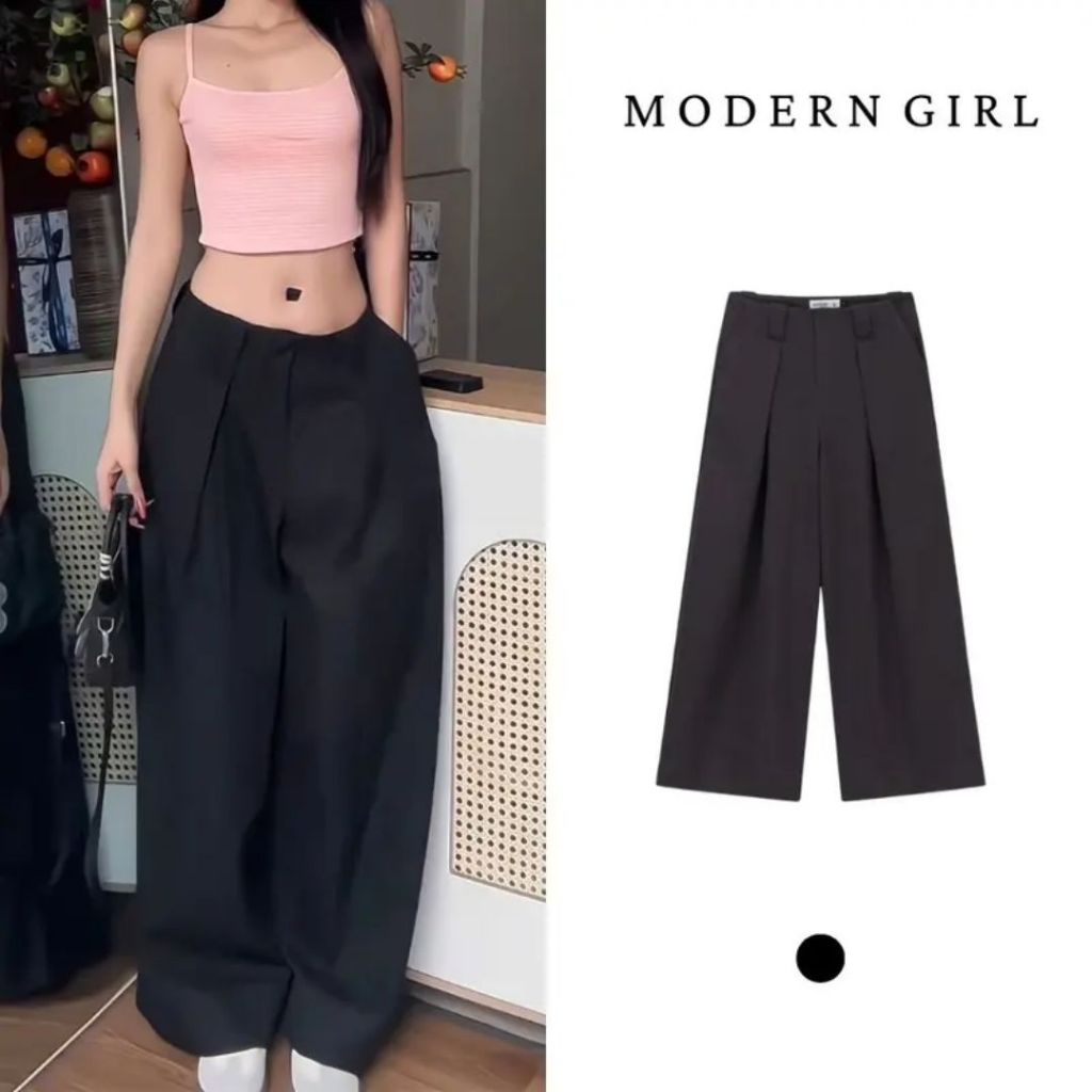 Quần Kaki Cạp Trễ Ống Rộng Basic Modern Girl Phong Cách Hàn Quốc | BigBuy360 - bigbuy360.vn