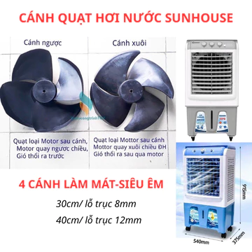 Cánh quạt điều hoà hơi nước 40L 80L trục lỗ 8mm 12mm, Cánh quạt hơi nước sải 30cm 40cm xuôi ngược