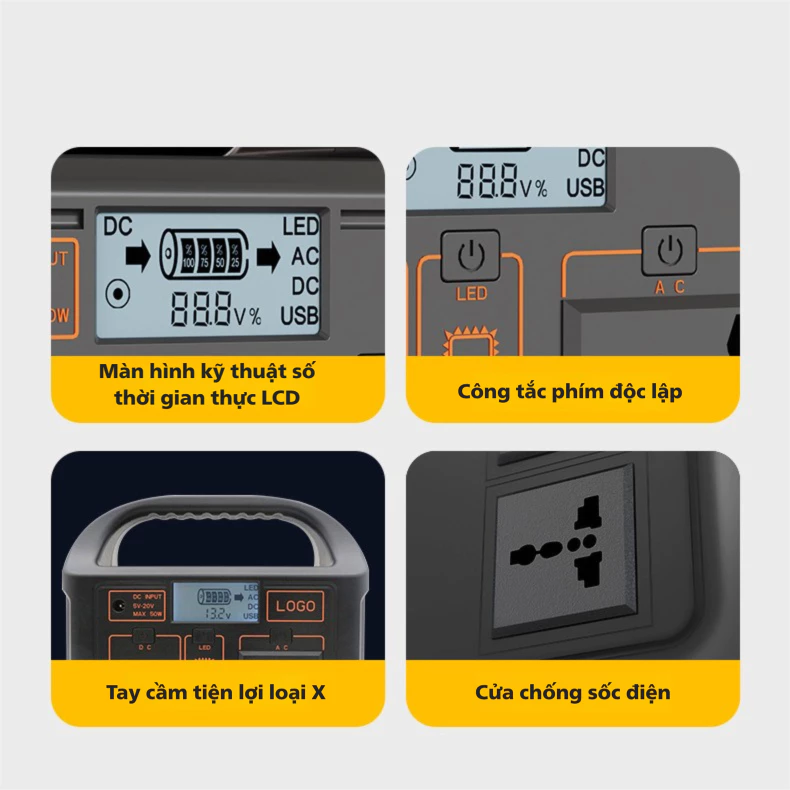 Trạm sạc di động 220V Nguồn điện di động thích hợp cho du lịch/cắm trại/leo núi/sử dụng tại nhà
