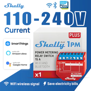 Shelly Plus 1PM Smart Home WiFi Relay Switch Kiểm soát và Đo lường mức tiêu thụ điện năng