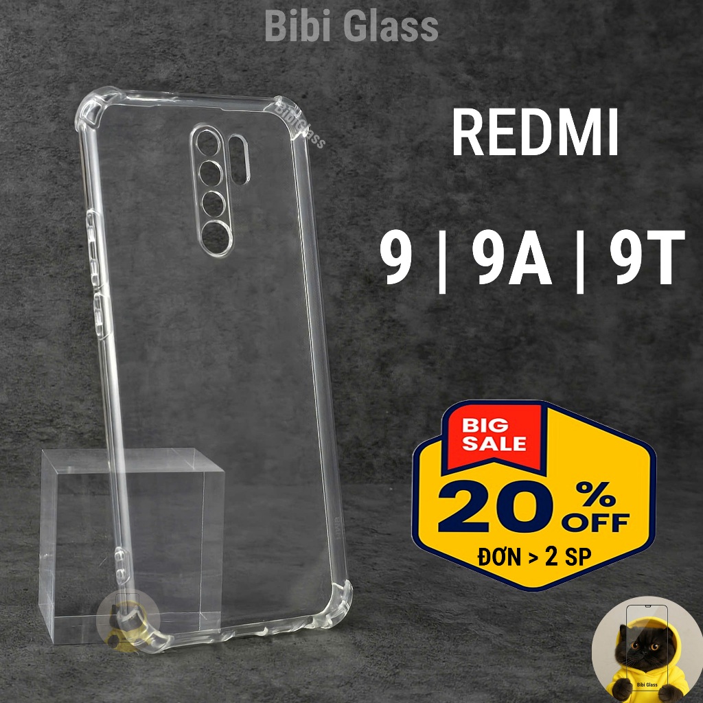 Ốp lưng Redmi 9A, 9T, 9 nhựa silicon trong suốt dẻo cao cấp chống sốc viền vuông bảo vệ cam đt rm