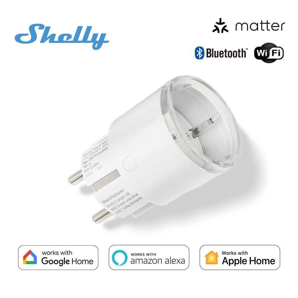 Ổ cắm thông minh WiFi Shelly Plug S Gen3 đo điện tiêu thụ điều khiển từ xa qua điện thoại tiết kiệm điện