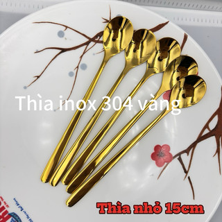 (1 CÁI)Thìa Cà Phê inox 304 Mạ Titan Vàng 15cm Đầu Giọt Nước  Nhỏ xinh, sang trọng