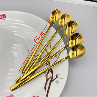 (1 CÁI)Thìa Cà Phê inox 304 Mạ Titan Vàng 15cm Đầu Giọt Nước  Nhỏ xinh, sang trọng