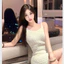 Đầm nữ trắng móc tiểu thư đi biển Váy len ren 2 dây cổ thuyền hở lưng đan dây dáng ngắn ôm body T1164G