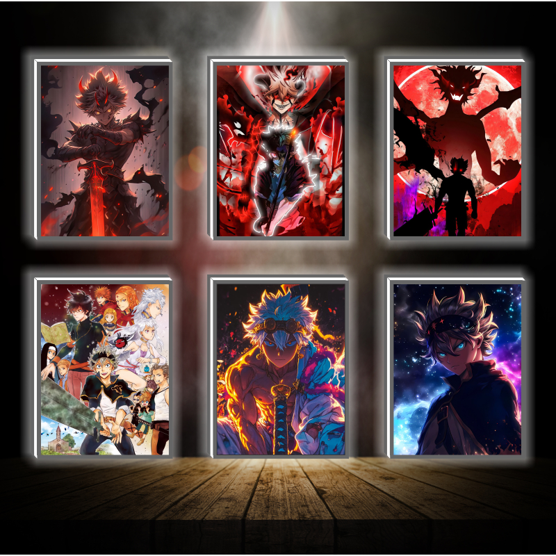 Tranh đèn led 3D đổi màu Asta - Black Clover - Tranh đèn led 3D  trang trí bàn làm việc, đèn ngủ