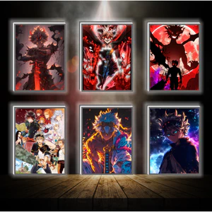 Tranh đèn led 3D đổi màu Asta - Black Clover - Tranh đèn led 3D trang trí bàn làm việc, đèn ngủ