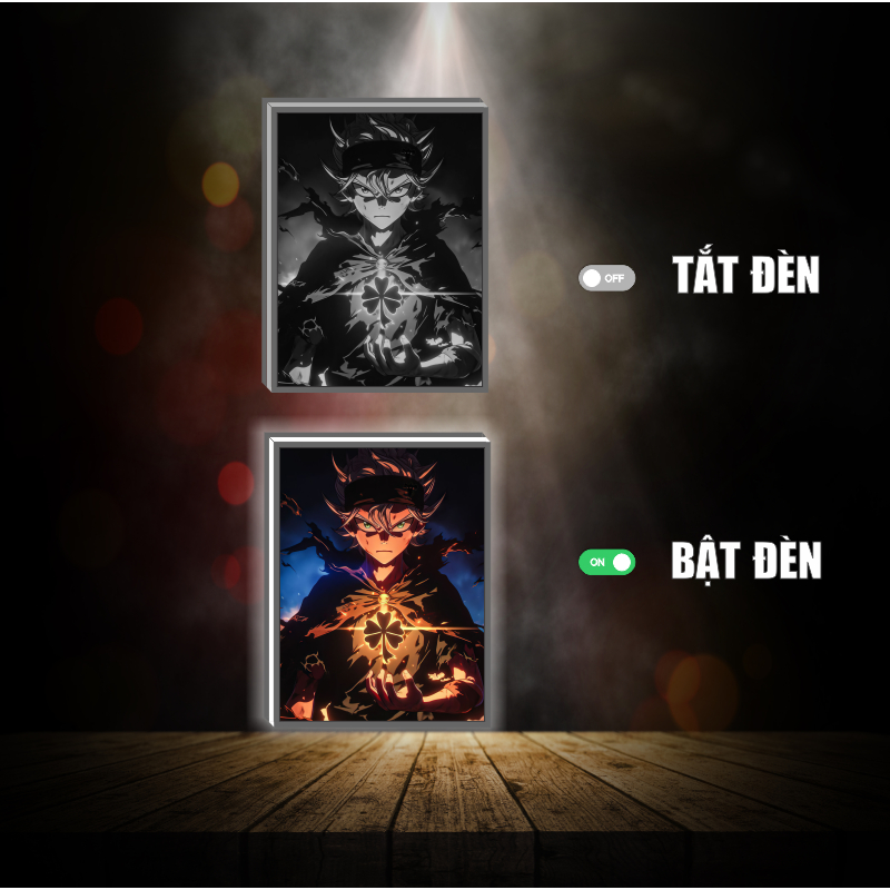 Tranh đèn led 3D đổi màu Asta - Black Clover - Tranh đèn led 3D  trang trí bàn làm việc, đèn ngủ