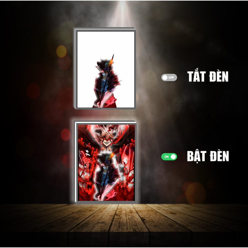 Tranh đèn led 3D đổi màu Asta - Black Clover - Tranh đèn led 3D  trang trí bàn làm việc, đèn ngủ
