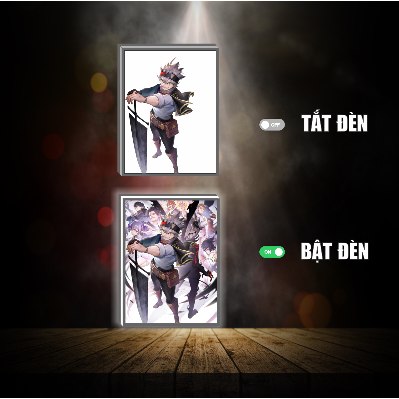 Tranh đèn led 3D đổi màu Asta - Black Clover - Tranh đèn led 3D  trang trí bàn làm việc, đèn ngủ