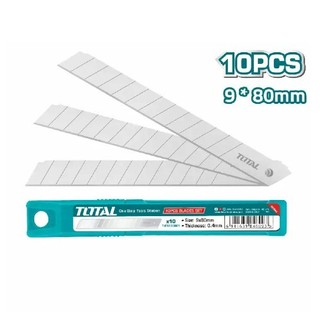 Bộ 10 lưỡi dao TOTAL THT5190901 kích thước 9x80mm cắt giấy rọc băng keo thùng hàng bìa carton, Bh 6 tháng