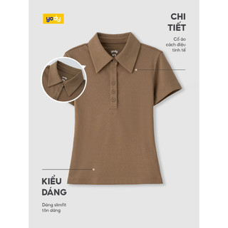 [SALE OFF] Áo polo nữ nẹp bốn cúc YODY vải mềm mại co giãn 4 chiều WCPO25S106
