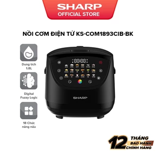 Nồi Cơm Điện Tử Sharp KS-COM1893CIB-BK - 1.8L Đa Chức Năng, Lòng Chống Dính - Bảo hành 12 tháng