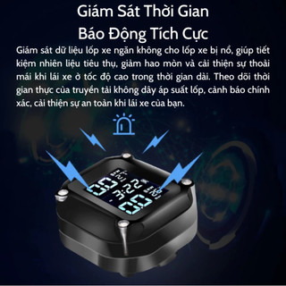 Bộ Cảm Biến Áp Suất Lốp Xe Máy TPMS, Chống Nước IP65, Màn Hình LCD Nhìn Được Dưới Nắng