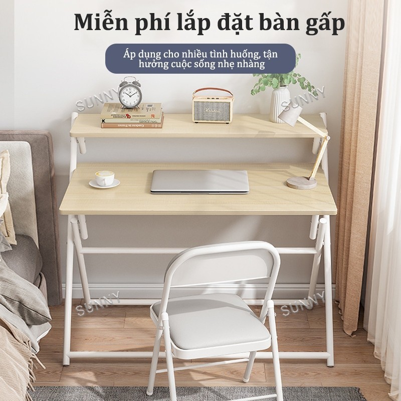SUNNY Bàn học gấp gọn chân ống tròn tiết kiệm không gian dễ gập dễ di chuyển phù hợp phòng nhỏ