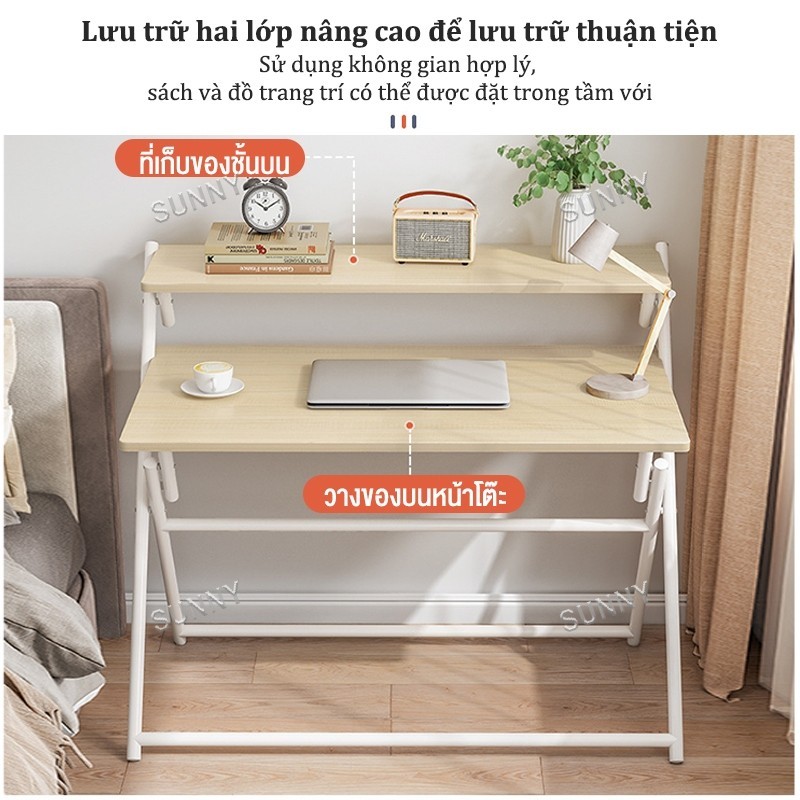 SUNNY Bàn học gấp gọn chân ống tròn tiết kiệm không gian dễ gập dễ di chuyển phù hợp phòng nhỏ