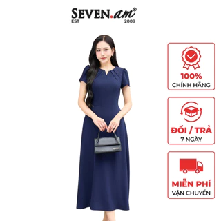 Đầm xoè phối cổ cách điệu trang trí thời trang nữ Seven.AM M633717I
