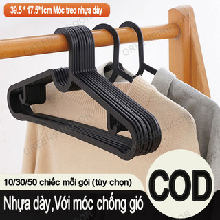 GREENSINDOOR Set 10/30/50 móc nhựa treo quần áo màu trắng đen phong cách Nhật 39.5x17.5cm