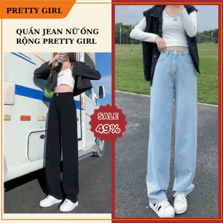 Quần Jean Nữ Ống Rộng Pretty Girl, Dáng Ống Suông Rộng, Quần Bò Nữ Ống Rộng Dáng Hot Trend