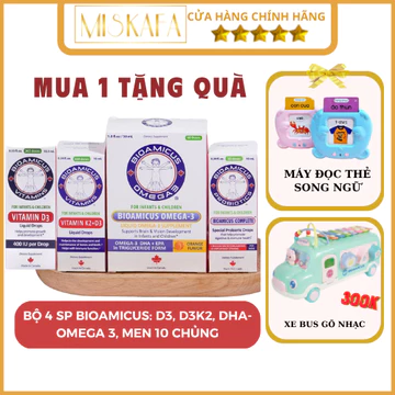Bộ 3 sản phẩm BIOAMICUS, men 10 chủng, Vitamin D3 cho bé, Vitamin D3K2MK7 _ Nhập khẩu Canada 10ml