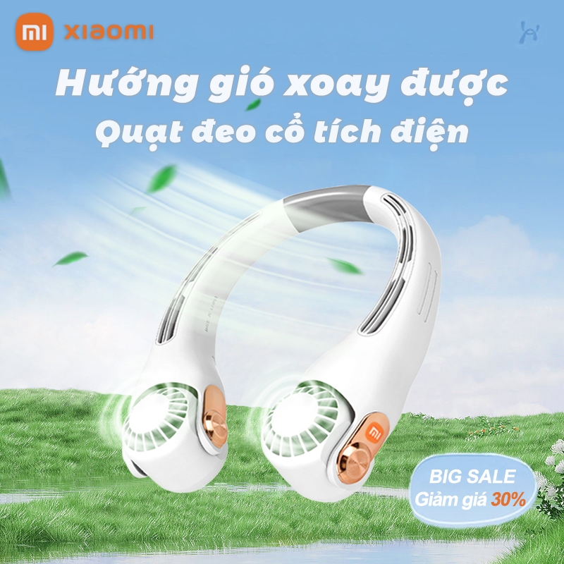 Quạt đeo cổ tích điện xiaomi gió mát quạt treo cổ mini hướng gió xoay được sạc usb