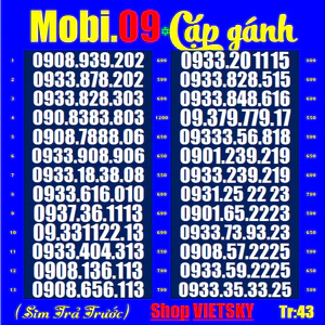 SIM SỐ ĐẸP Mobi09 Tr43,44,45,46 -Dể nhớ - Cặp gánh- nhiều người yêu thích | sim