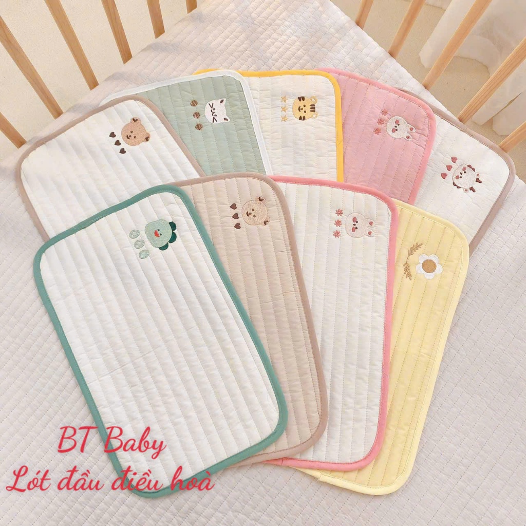 Lót đầu cho bé Monona vải cotton mềm mát, thấm hút tốt thiết kế họa tiết thêu xinh xắn