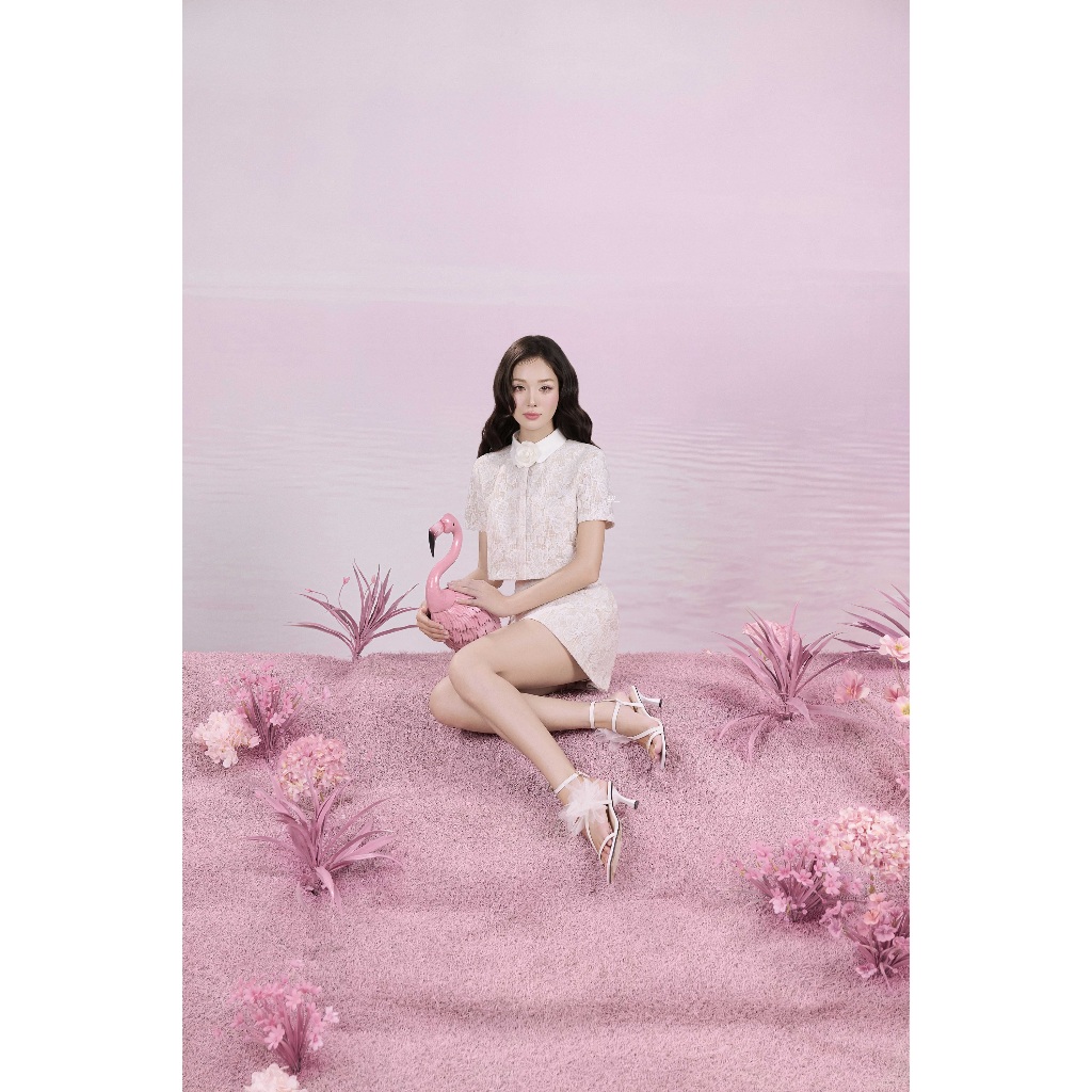 Set Áo Croptop Cổ Đức Ren Hoa 2T33.2506, Chân Váy A Nơ Eo 4S20.2506L. Đồ Set Nữ Ren Trắng Romantic Preppy 2025 bởi JM