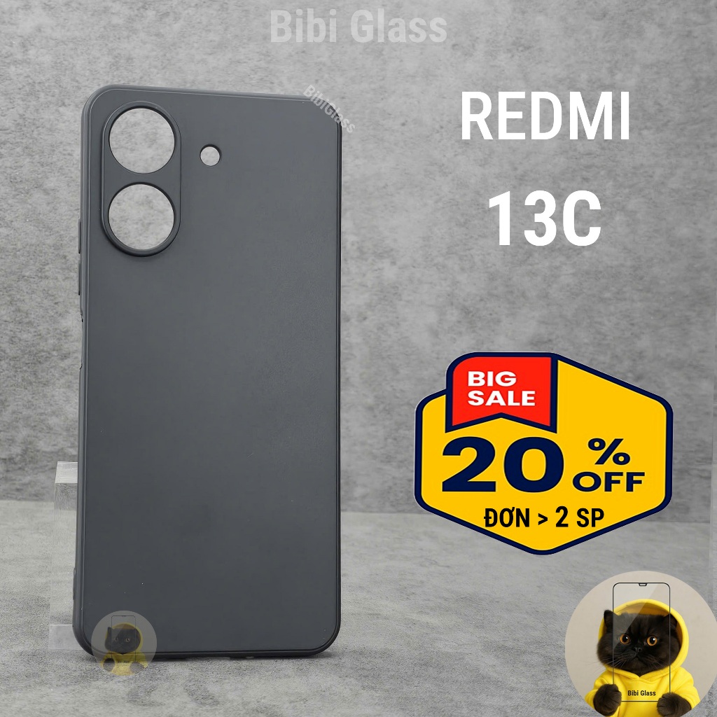 Ốp lưng Redmi 13C / POCO C65 bảo vệ cam điện thoại toàn diện cạnh vuông nhựa dẻo tpu bibi glass