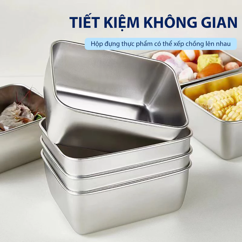 Hộp Đựng Thực Phẩm Inox 304 Có Nắp Đa Năng