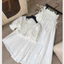 Áo croptop tay bồng chun eo viền bèo + Chân váy dài midi chun hông gắn nơ xòe dài maxi Set đồ nữ T1203G