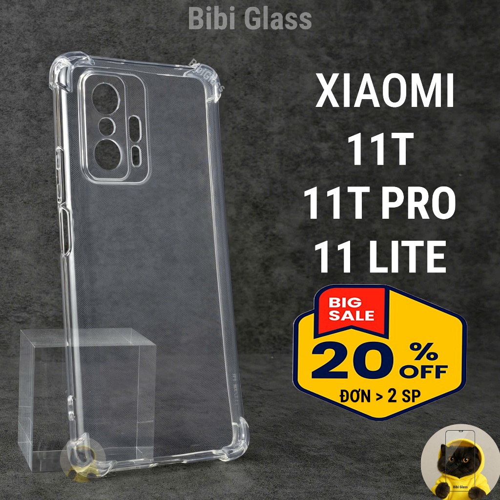 Ốp lưng Xiaomi 11T / 11T Pro / 11 Lite 5G trong suốt silicon chống sốc viền vuông bảo vệ cam