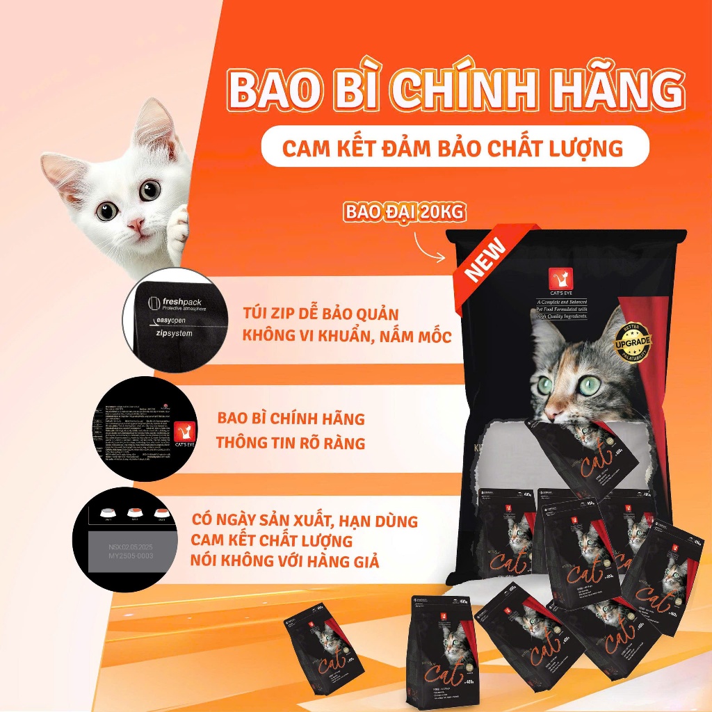 CAT'S EYE 20KG - Hạt Cateye thức ăn cho mèo mọi lứa tuổi cao cấp Hàn Quốc