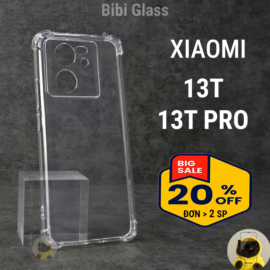 Ốp lưng Xiaomi 13T / 13T pro trong suốt silicon chống sốc, va đập loại dày có gờ bảo vệ camera