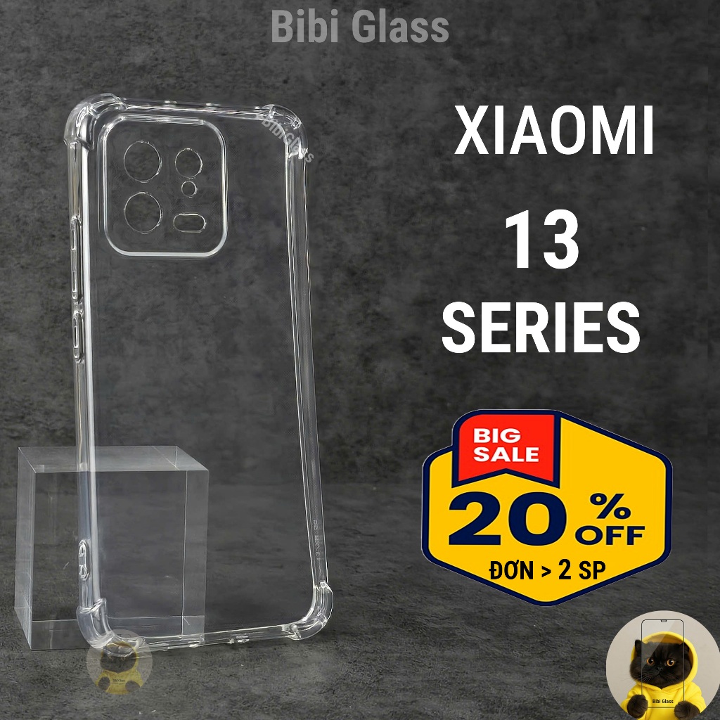 Ốp lưng Xiaomi 13, 13 Pro, Lite 5G trong suốt silicon chống sốc bảo vệ camera điện thoại bibi glass