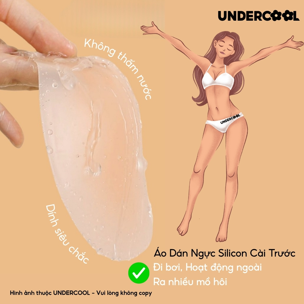 Áo Dán Ngực Silicon Cài Trước Tạo Khe Không Viền UNDERCOOL Dán Ngực Tàng Hình Chống Tuột, Siêu Mỏng Nhẹ Êm Size A/B DT26
