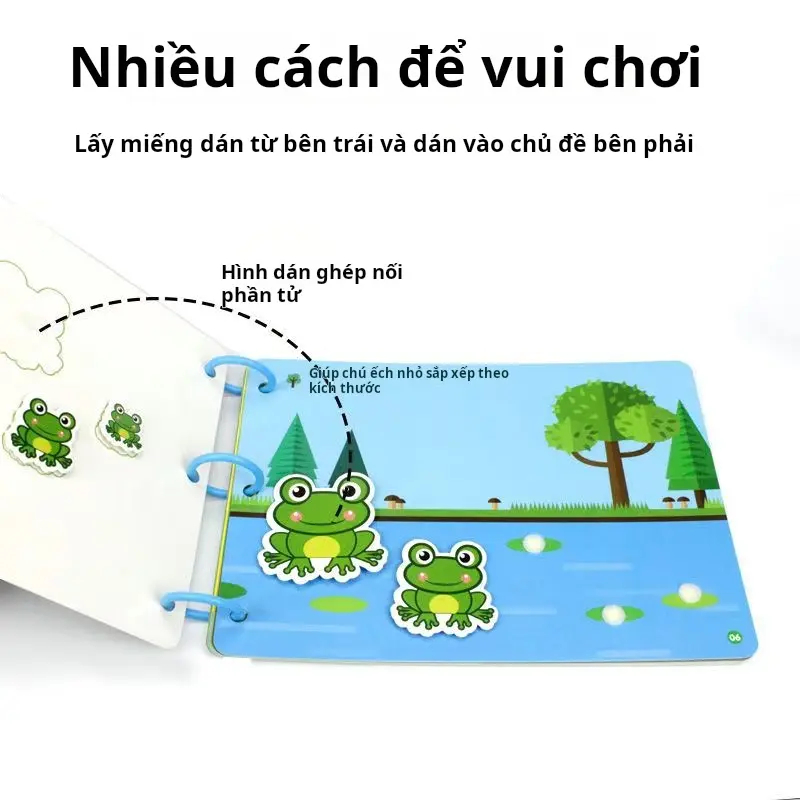 Sách xé dán 3D động vật, đồ chơi giáo dục sớm Khai Sáng cho trẻ mẫu giáo, với khóa dán, giáo dục nhẹ, chống ồn