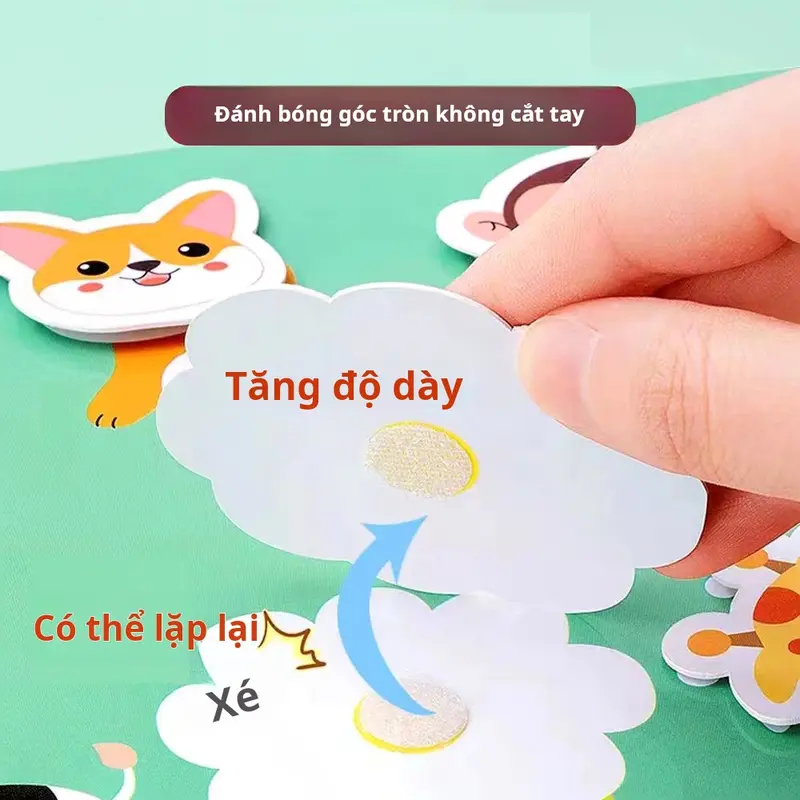 Sách xé dán 3D động vật, đồ chơi giáo dục sớm Khai Sáng cho trẻ mẫu giáo, với khóa dán, giáo dục nhẹ, chống ồn