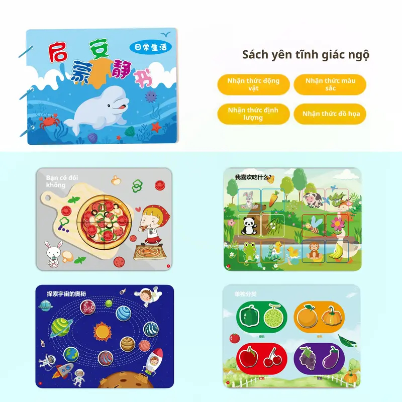 Sách xé dán 3D động vật, đồ chơi giáo dục sớm Khai Sáng cho trẻ mẫu giáo, với khóa dán, giáo dục nhẹ, chống ồn